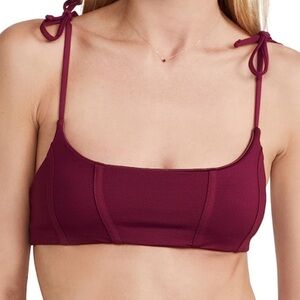 NWT Agua Bendita Genoveva Leva Tie Strap Bikini Top in Burgundy